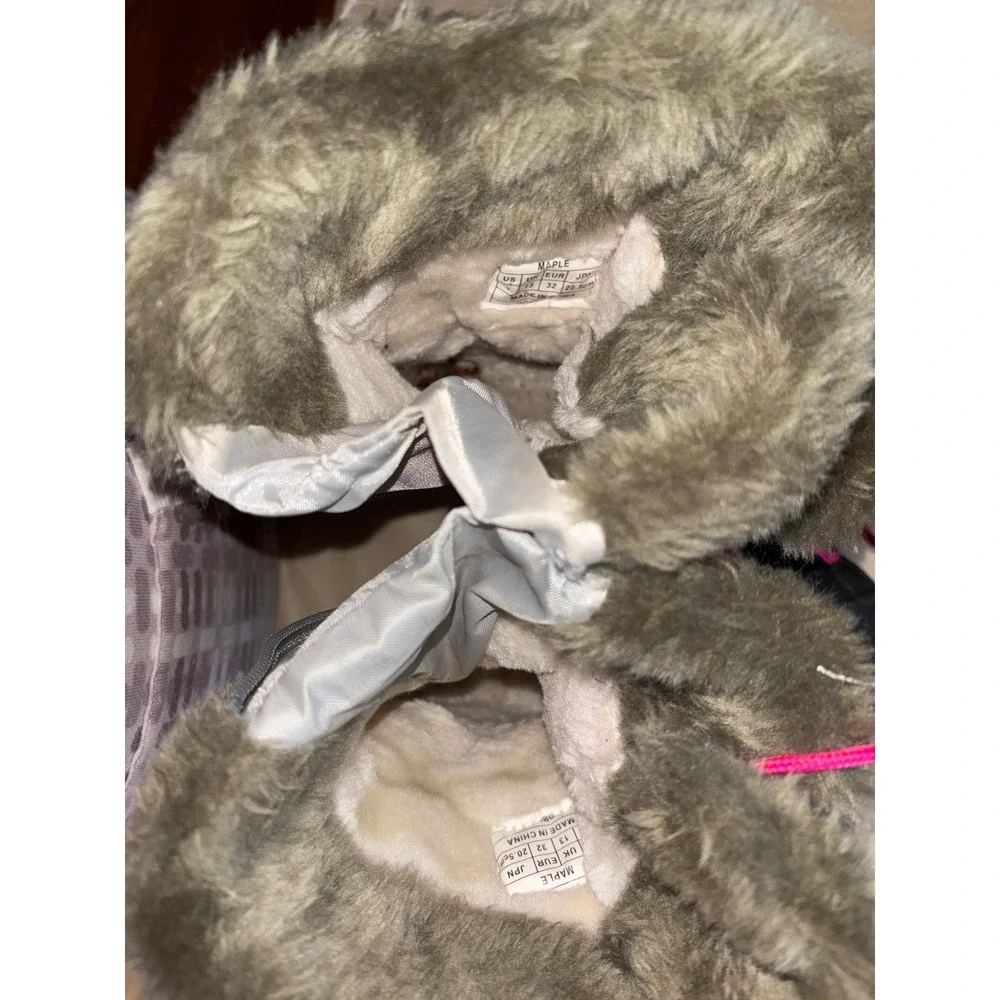 Dream Pairs Kids Snow Boots Waterproof Fur Lined Pink‎ Gray Size 1